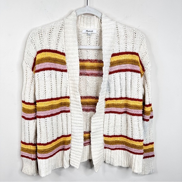 Madewell Striped Diaz Open Cardigan Sweater XS Cream - Picture 4 of 13